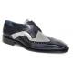 Duca Di Matiste "Saranno" Black/Light Grey Genuine Italian Calf Leather Lace-Up Dress Shoes.